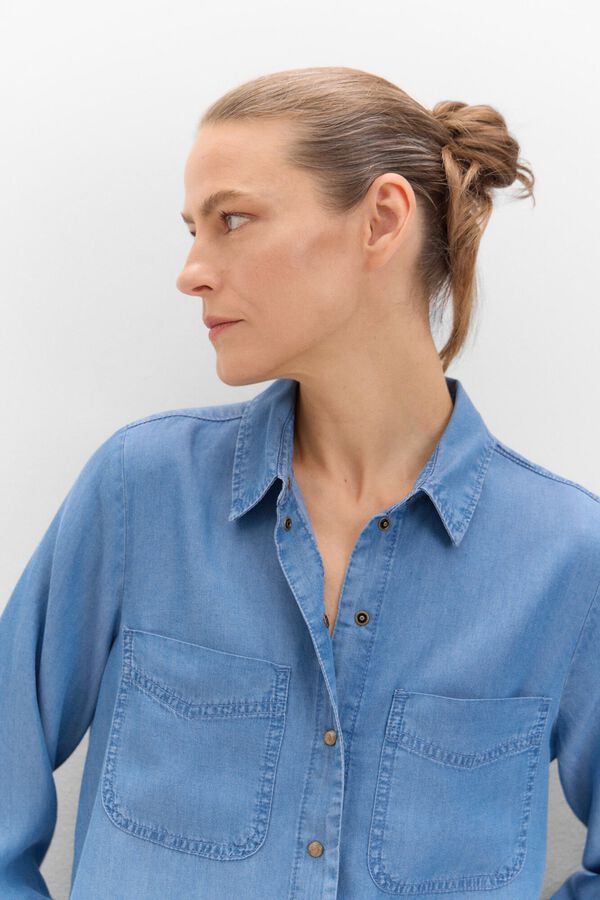 Cortefiel Camisa Vaquera Tencel Azul