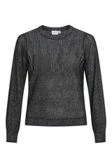 Vila Top manga comprida com glitter Preto