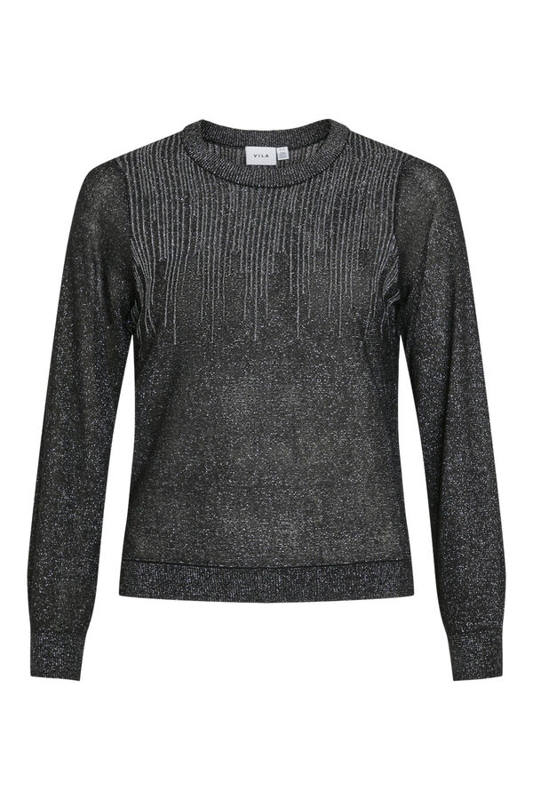 Vila Top manga comprida com glitter Preto