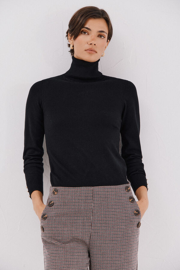 Cortefiel Jersey cuello vuelto Negro