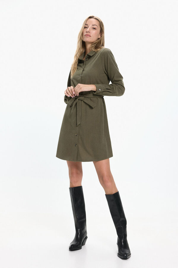 Vero Moda Vestido camisa de veludo cotel&ecirc; Verde