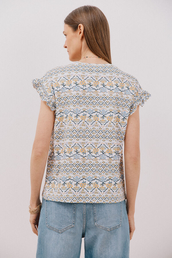 Cortefiel Camiseta básica volante Estampado beige