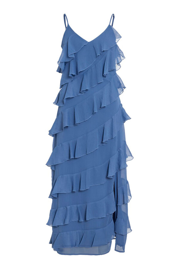 Vila Vestido de fiesta midi con volantes Azul