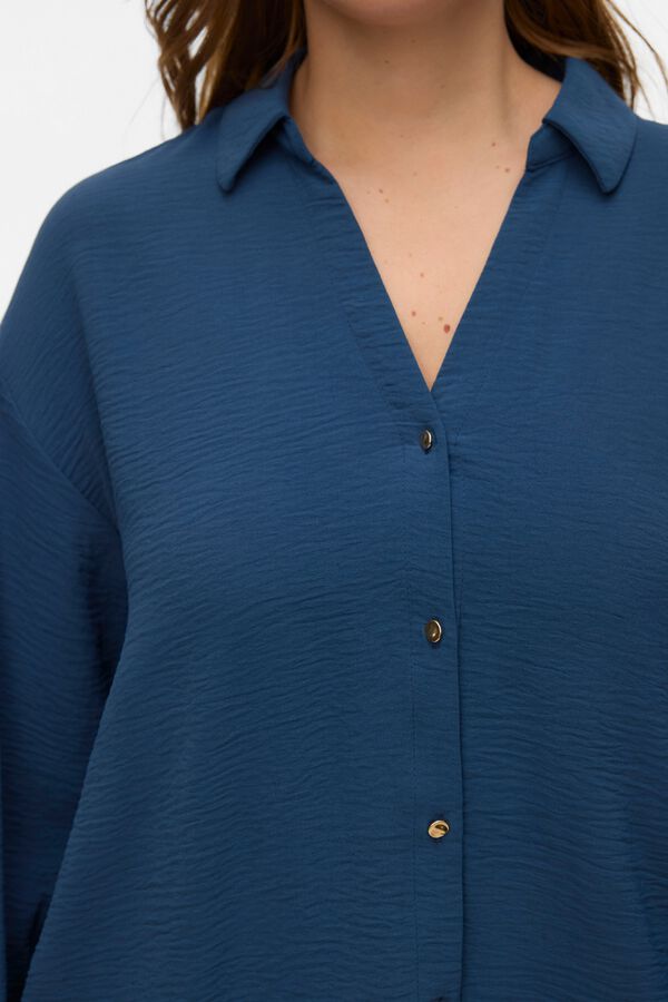 Vero Moda Curve Camisa de manga larga talla grande Azul marino