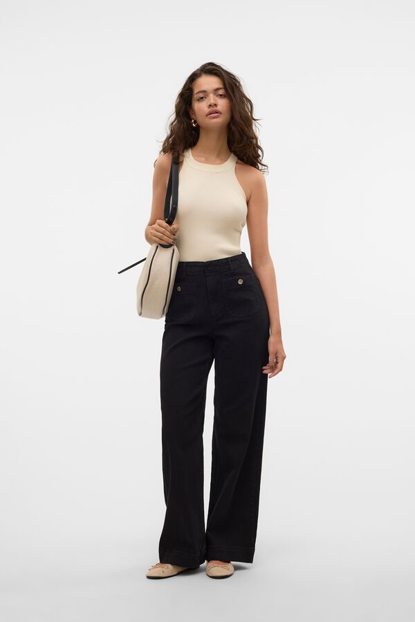Vero Moda Jeans perna larga Preto