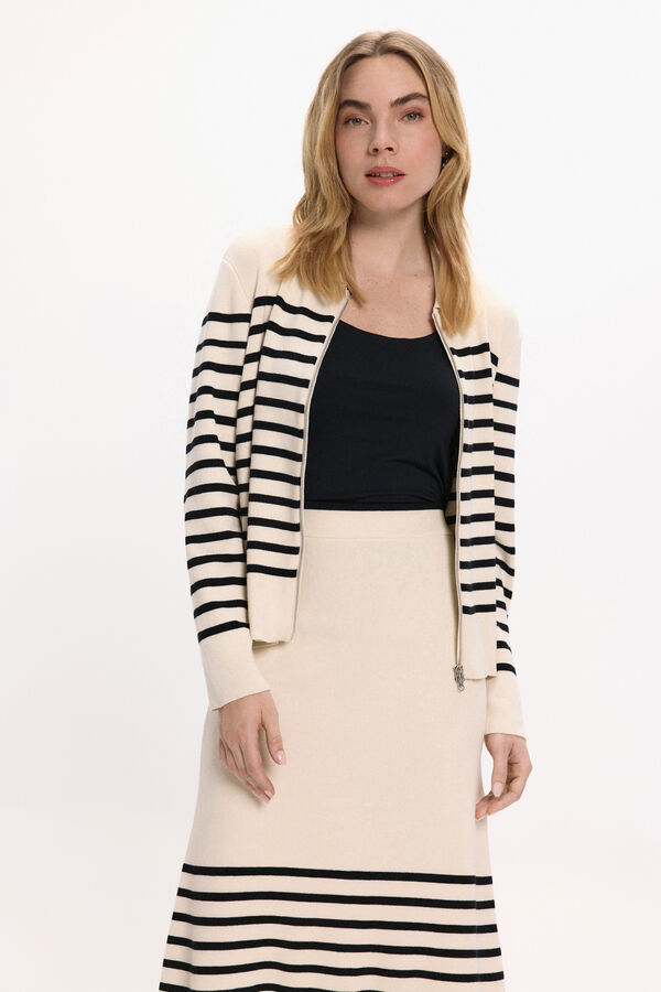 Vila Falda midi de punto con viscosa Beige