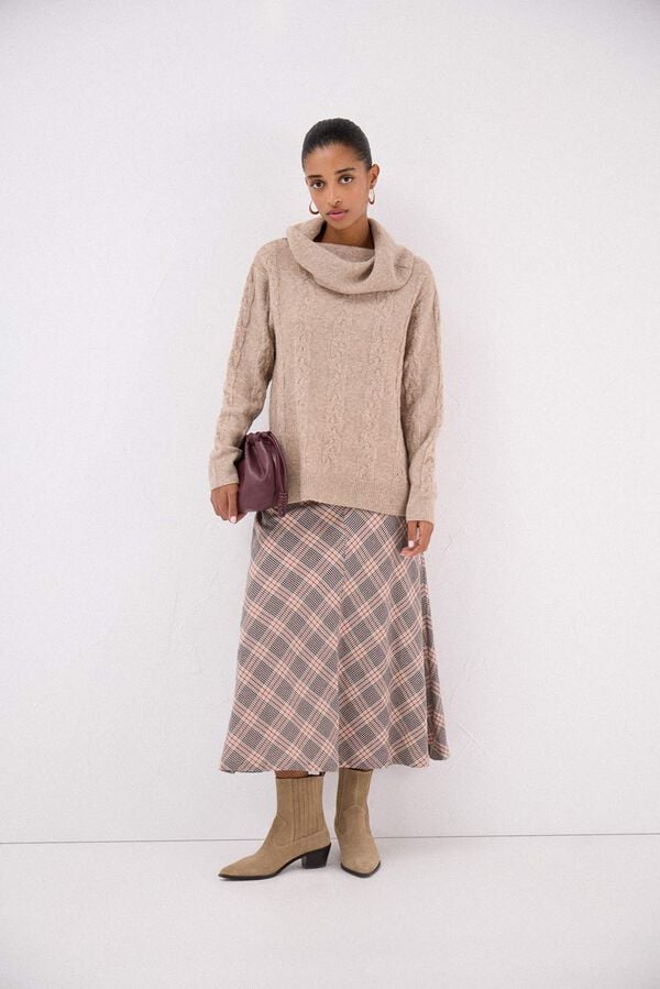 Cortefiel Jersey cuello amplio Beige