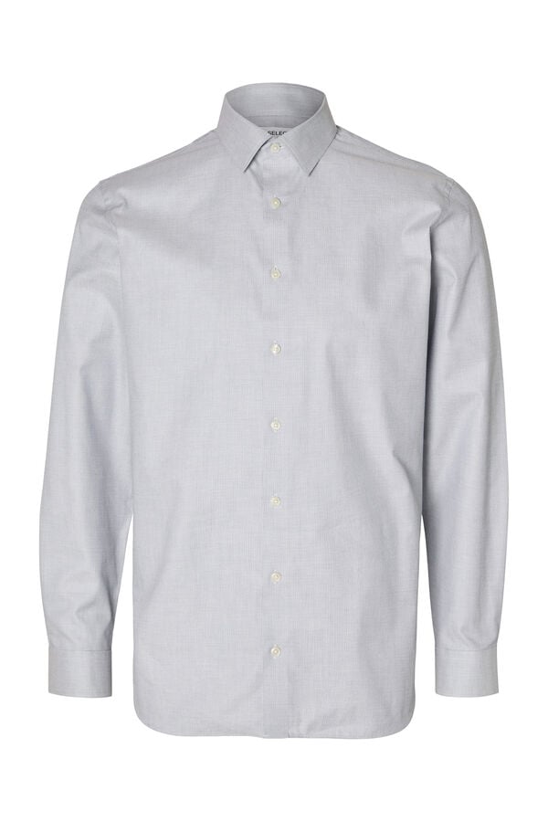 Selected Camisa de manga comprida elegante 100% algod&atilde;o Azul