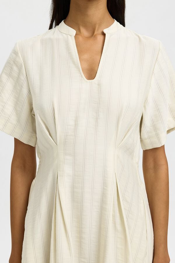 Selected Vestido midi rayas Blanco