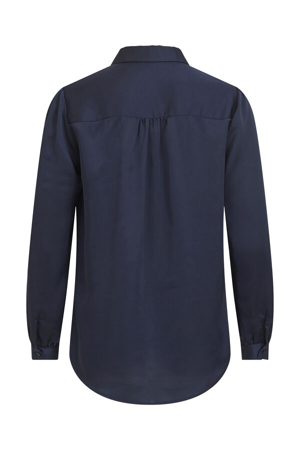 Vila Camisa fluida satinada Azul marino