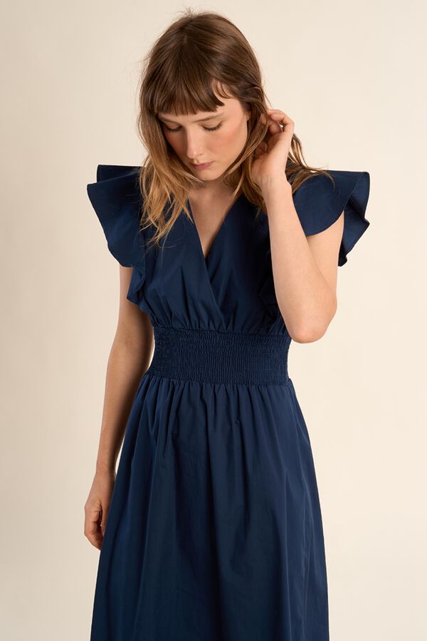 Molly Bracken Vestido de manga curta borboleta com folhos Azul