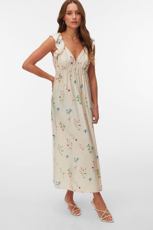 Vero Moda Vestido midi de al&ccedil;as Tostado