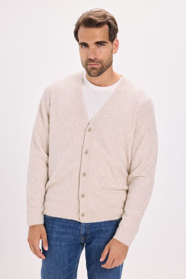 Jack & Jones C&aacute;rdigan b&aacute;sico de punto liso Beige