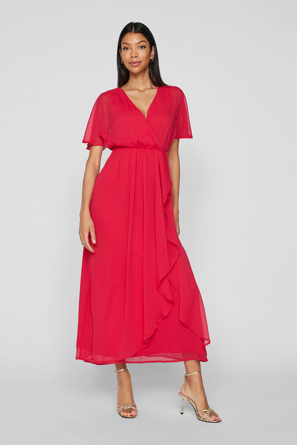 Vila Chiffon midi dress Vermelho