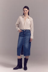 Slowlove Falda Vaquera Cortes Azul