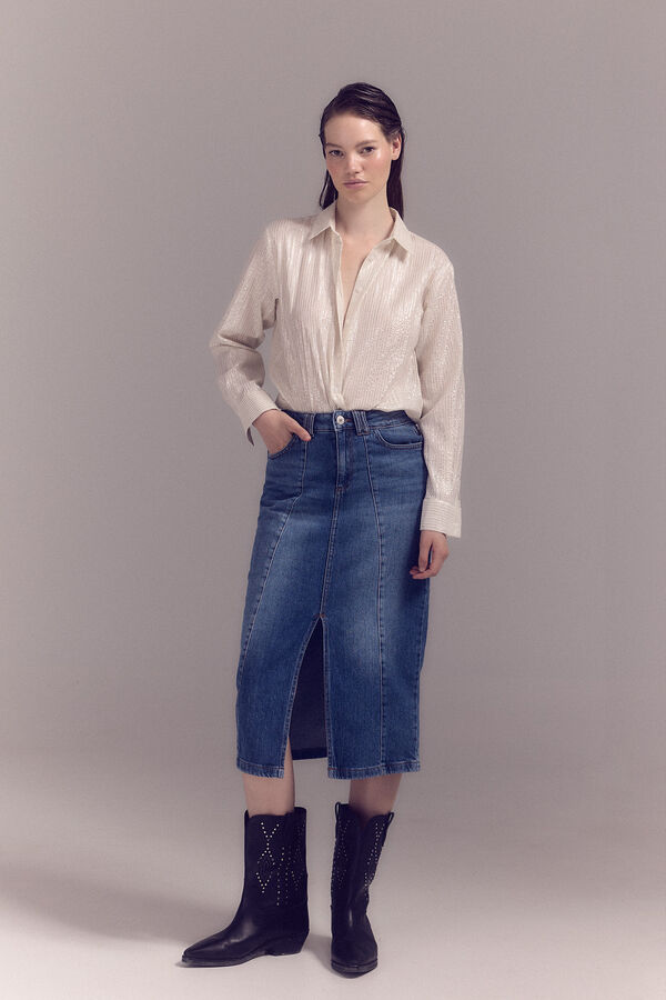 Slowlove Falda Vaquera Cortes Azul