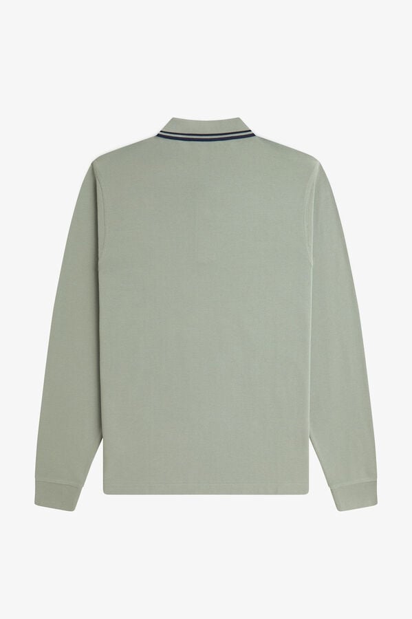 Fred Perry Polo piqu&eacute; de manga comprida masculina Verde