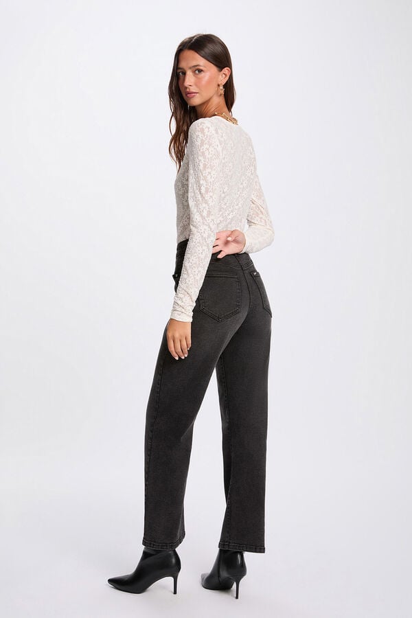 Morgan T-shirt cintada de renda Ecru