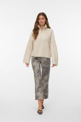 Vero Moda Pantal&oacute;n vaquero animal print Beige