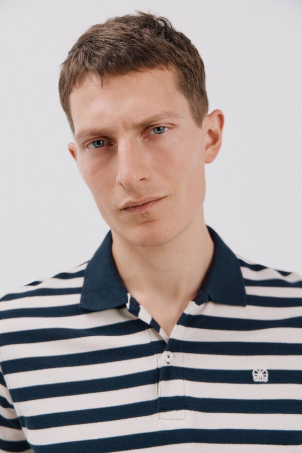 Cortefiel Polo piqu&eacute; de rayas Azul marino