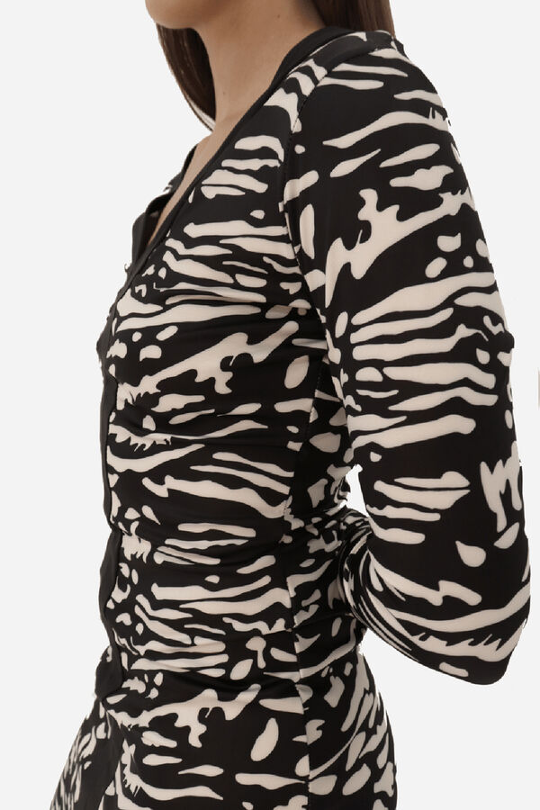 Cupl&eacute; Vestido cenefa punto Estampado blanco