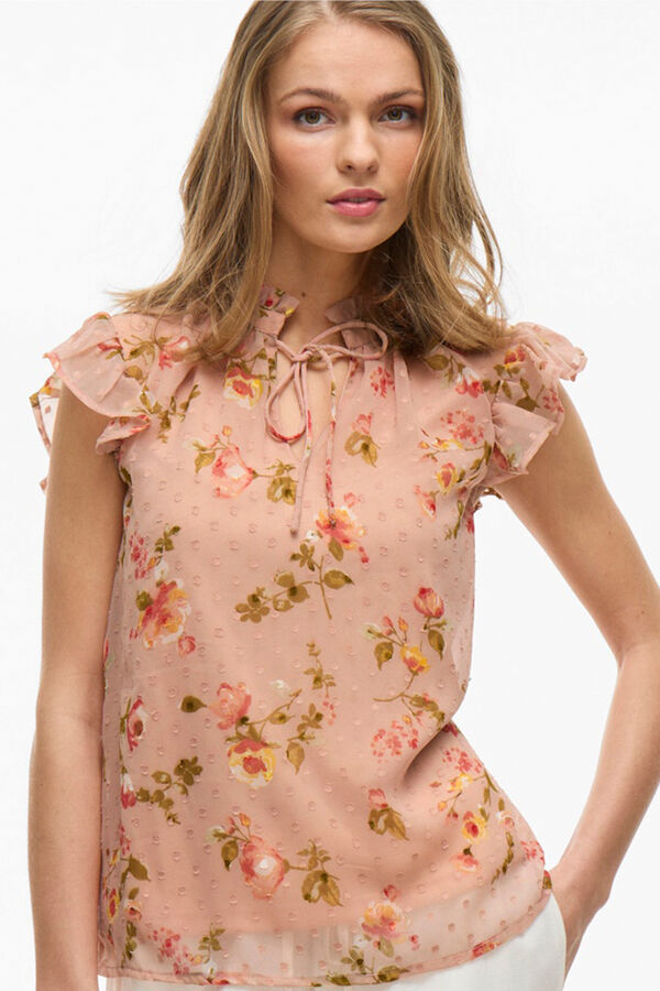 Vila Blusa plumeti estampada Rosa