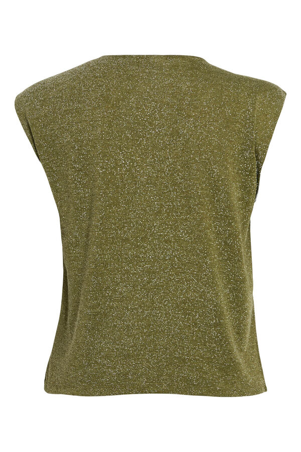 Vila Top de punto con lúrex Verde oscuro