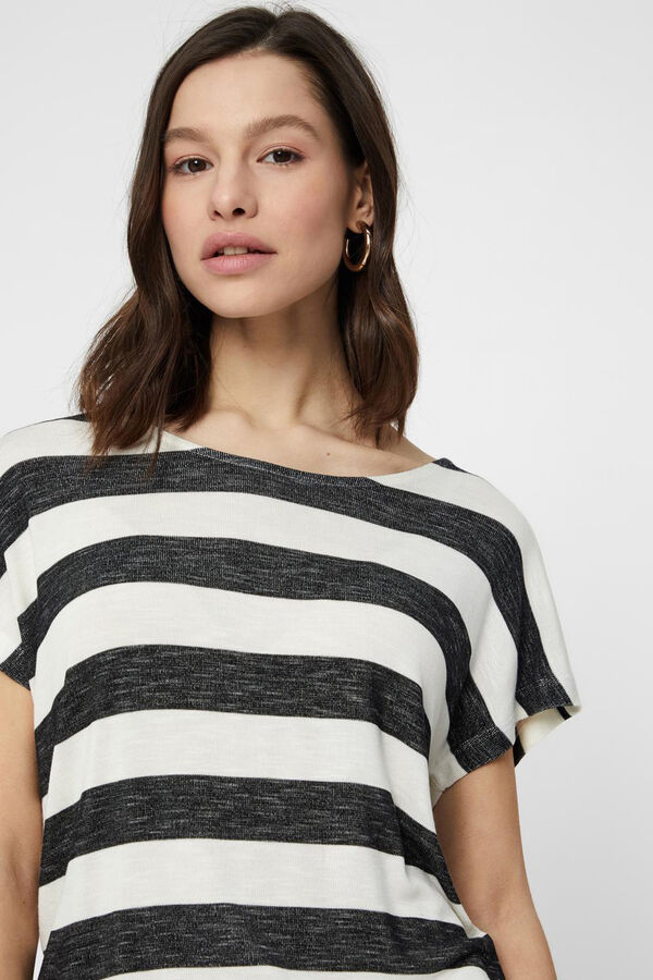 Vero Moda Camiseta a rayas de mujer manga corta Negro