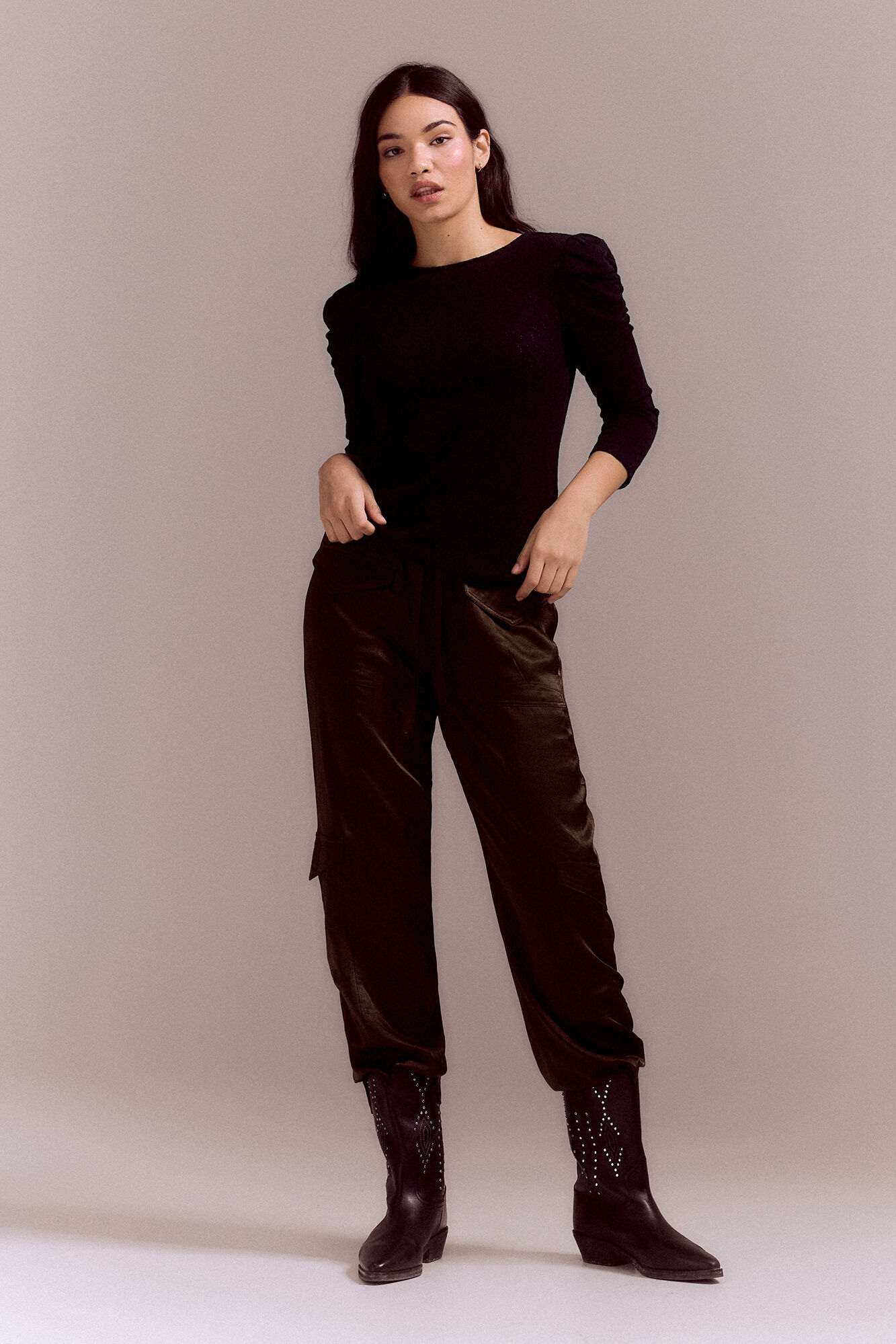 Slowlove Top de estructura con manga abullonada