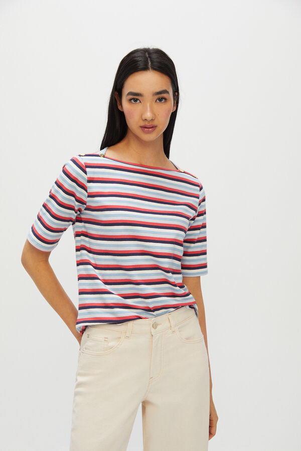 Cortefiel Camiseta escote barco Multicolor