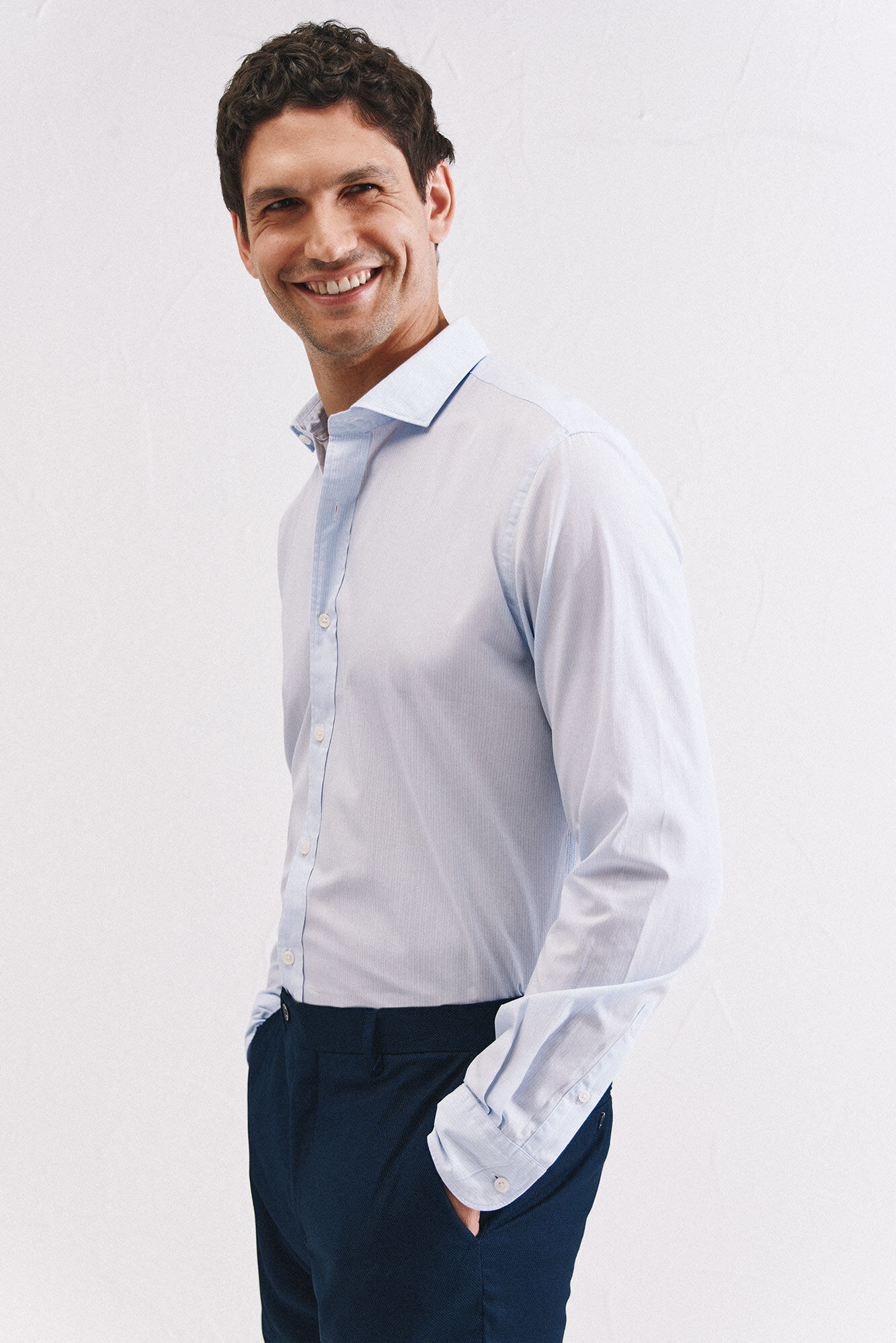 Cortefiel Camisa riscas algod&atilde;o