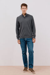 Cortefiel Jersey algod&oacute;n cashmere cuello alto botones Gris