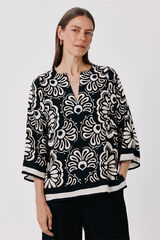 Cortefiel Blusa estampada t&uacute;nica amplia Estampado gris