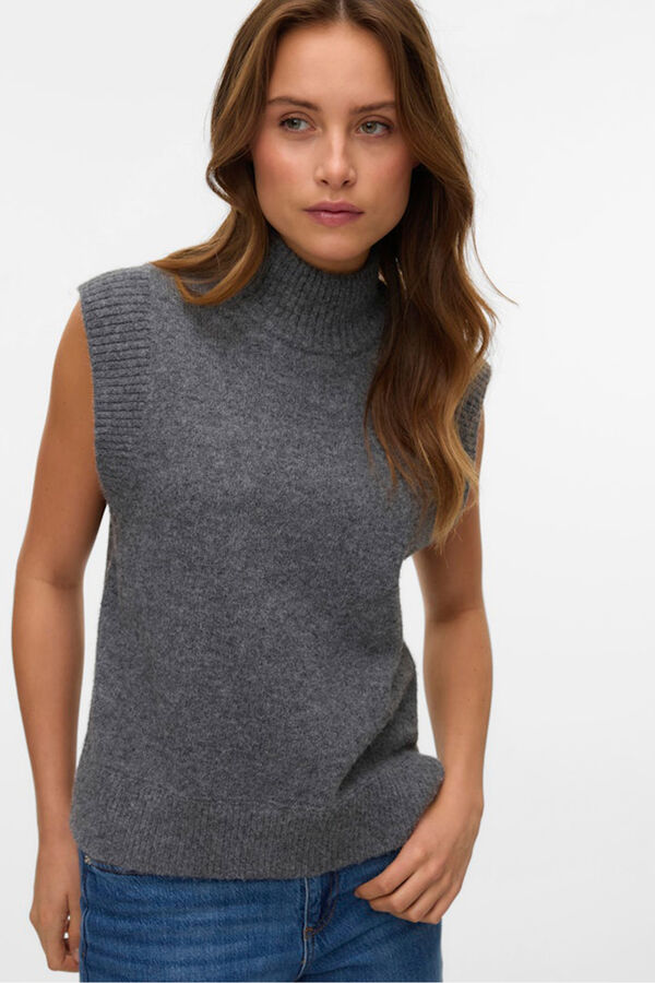 Vero Moda Chaleco de punto cuello alto Gris