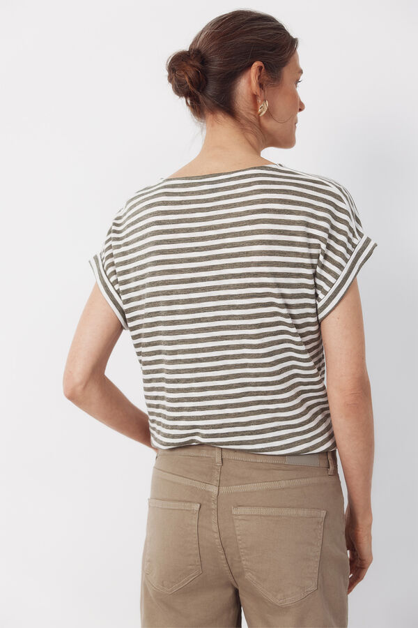 Cortefiel T-shirt riscas Verde