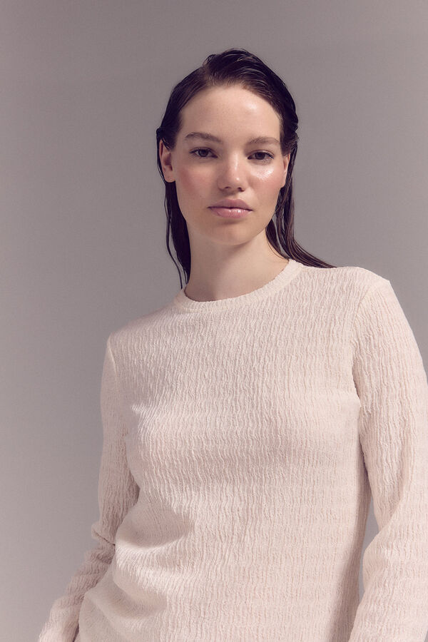 Slowlove Top de estructura ondas Marfil