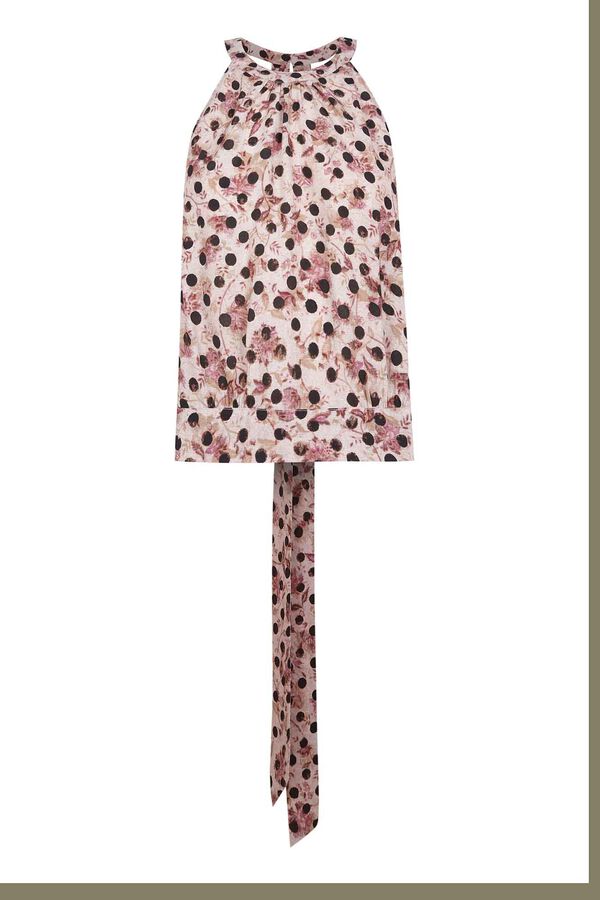 Slowlove Top haltere com n&oacute; de bolinhas Impress&atilde;o