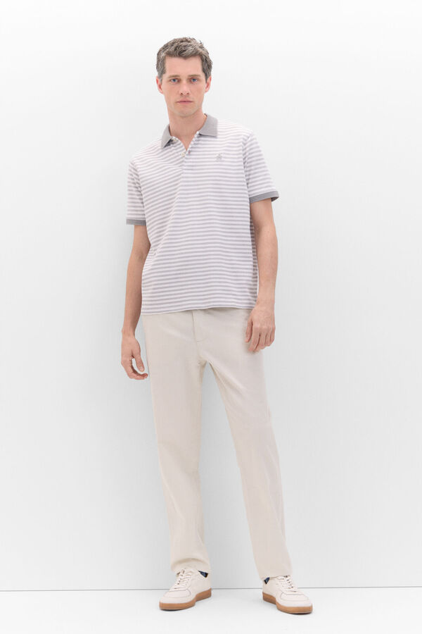 Cortefiel Polo oxford de riscas gola contraste Cinzento