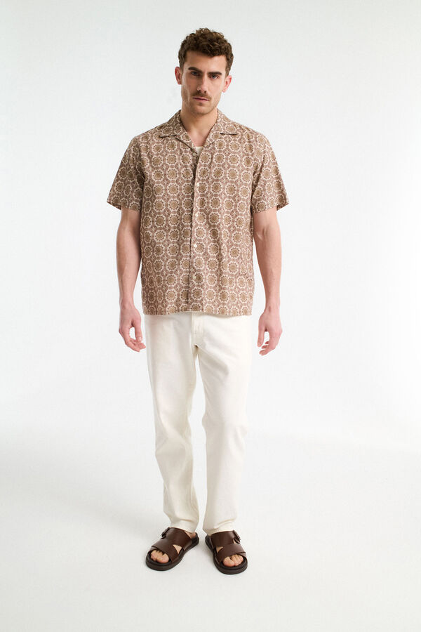 Selected Camisa de linho de manga curta Cinzento