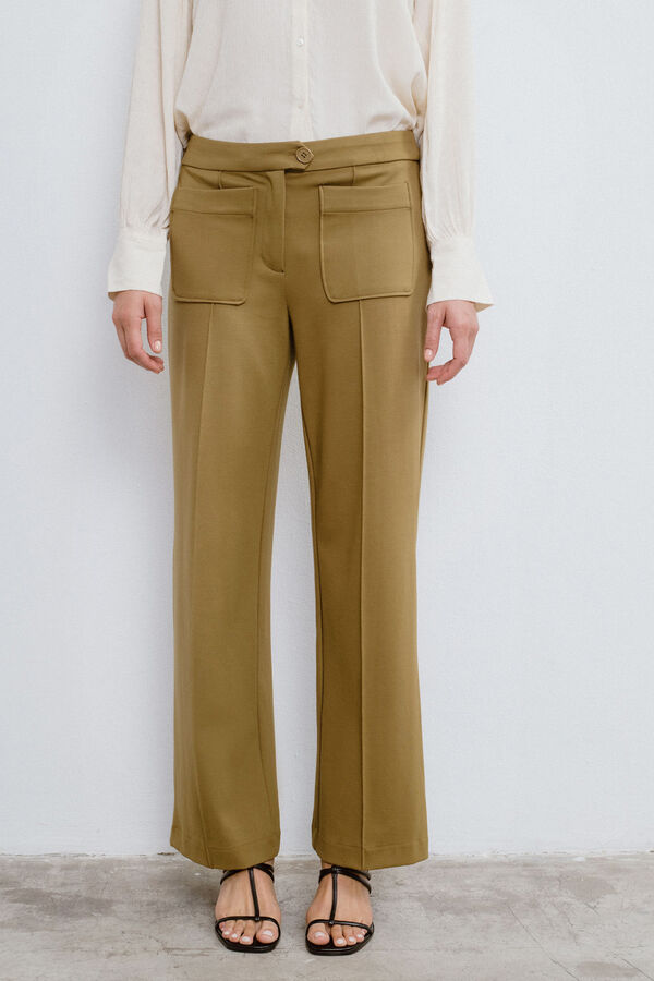 Vila Pantalón vestir bolsillos delanteros Marrón