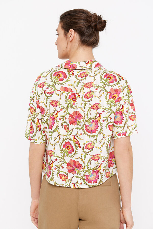 Cortefiel Camisa rustica escote pico Multicolor