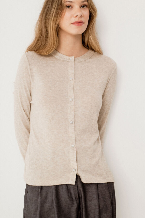 Vila C&aacute;rdigan de punto abotonado Marr&oacute;n