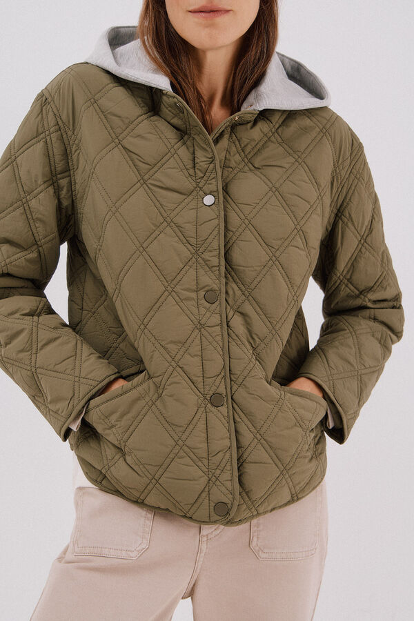 Cortefiel Anorak corto capucha sudadera Kaki