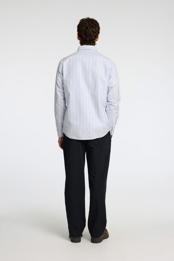 Selected Camisa de manga comprida com bolso 100% algodão Azul