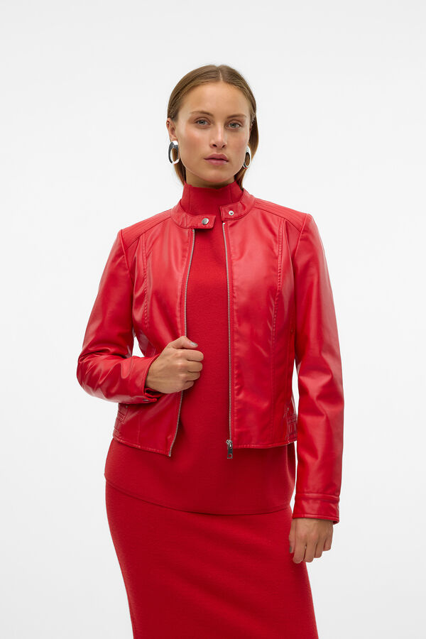 Vero Moda Casaco efeito pele  Vermelho