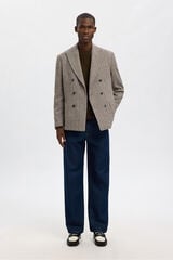 Selected Blazer de l&atilde; trespassado Tostado