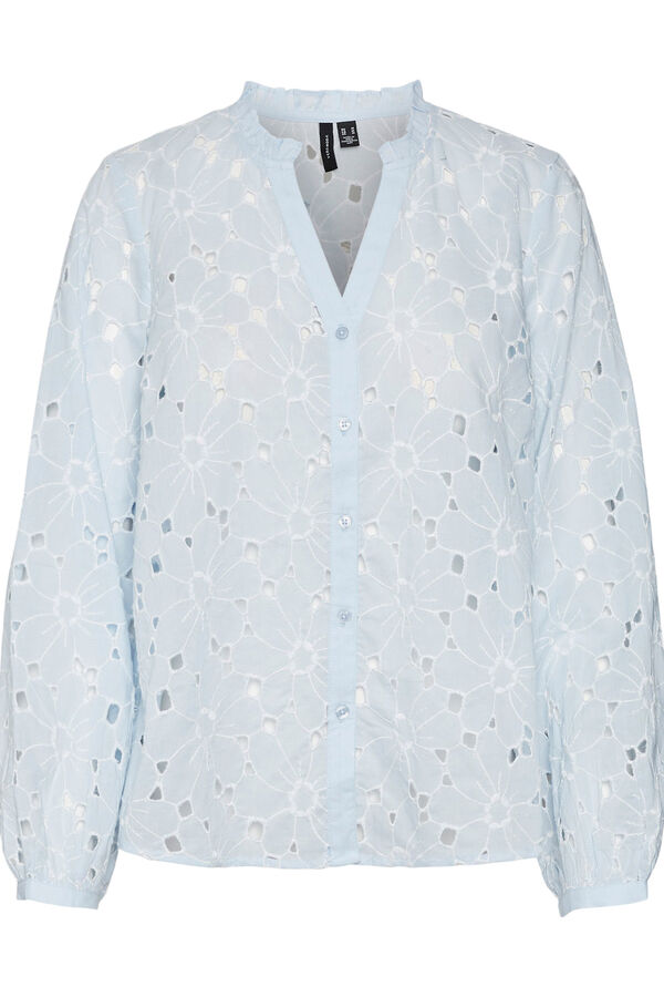 Vero Moda Camisa de algod&oacute;n de manga larga Azul
