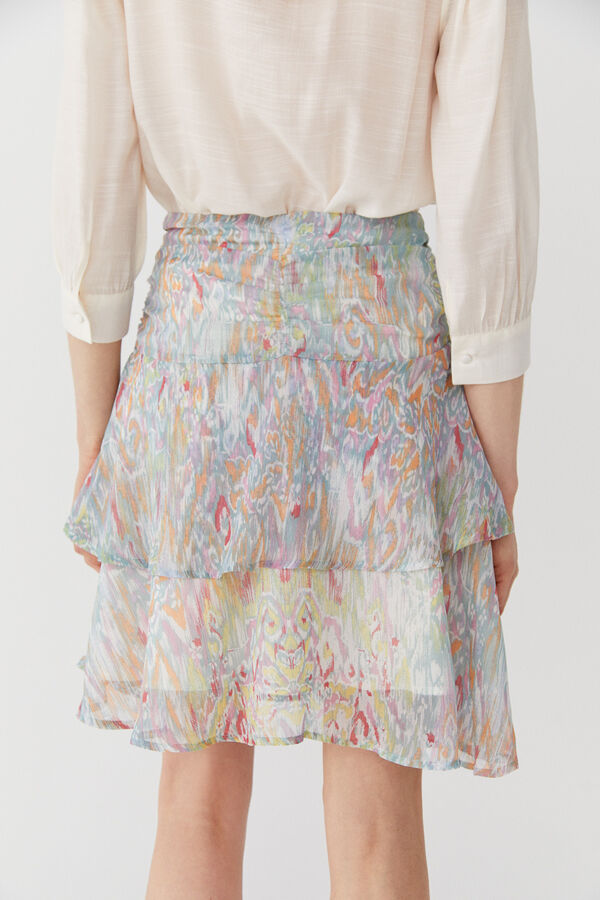 Cortefiel Mini falda estampada. Multicolor