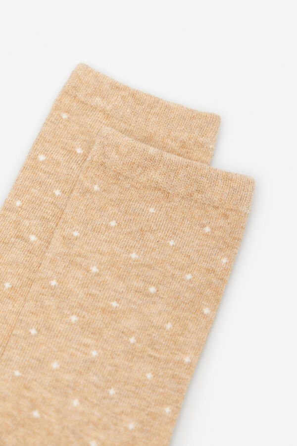 Cortefiel Meias compridas estampado bolinhas Tostado