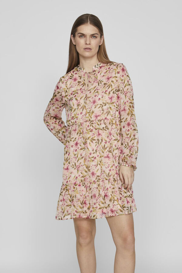 Vila Vestido curto estampado de manga comprida Subiu